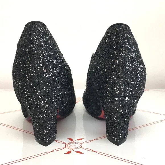 Irregular Choice Black & Silver Rhinestone "Deck The Halls" Shoes - Size 6EU/39E - Picture 6 of 13